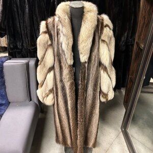 RACOON Long Coat - FOX trim shawl, collar & sleeve -was 5000 NOW ONLY $1295